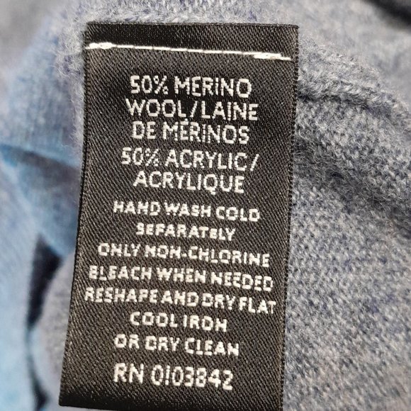 Toscano Firenze Womans Large Blue Quarter-Zip Merino Wool Sweatshirt – Cozy - Picture 7 of 7